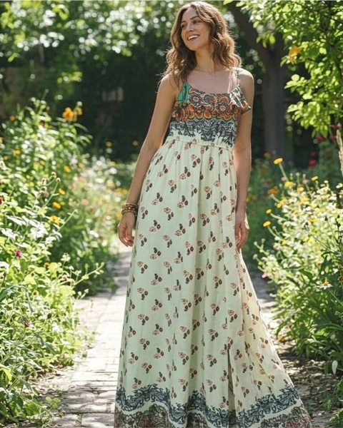 Vestido estampado de fibrana poplín