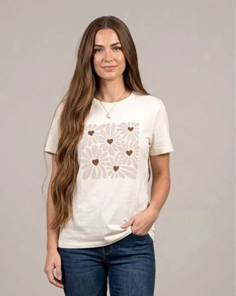 Remera de algodón estampada Margaritas