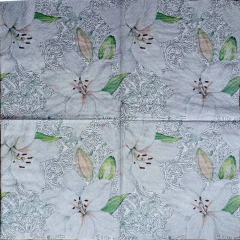 WHITE LILY WITH RIBBON - GUARDANAPOS PARA DECUPAGEM - 33X33CM - comprar online