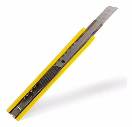 Estilete Amarelo Profissional Metal Inox com Trava + Lâmina (Poker Tool)