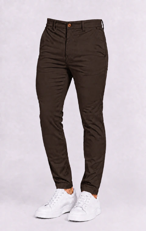 Calça Alfinataria Slim Chocolate