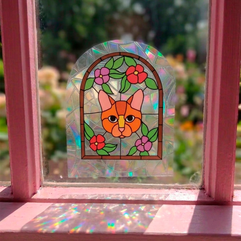 Vinilo Atrapasol - Sticker para ventanas - Gato Naranja