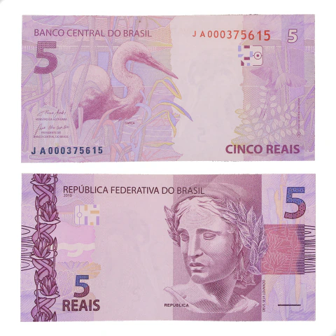 Cédula RL5.029 5 Reais JA 2022 FE Paulo Roberto Nunes Guedes / Roberto Campos Neto