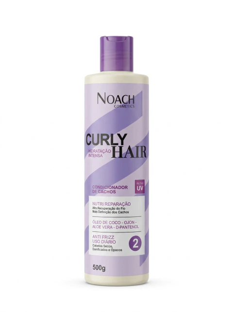 Condicionador Noach Curly Hair Hidratacao Intensa 500g Cabelos Cacheados Crespos Anti Frizz Filtro UV