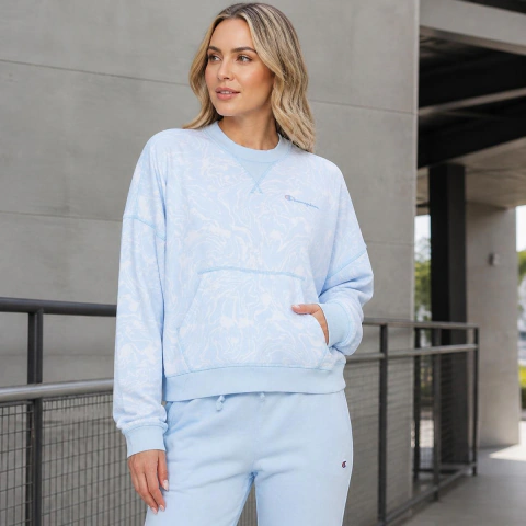Moletom Blusa Feminina Frio Bolso Canguru Inverno Casual Algodão Gola Redonda Champion Original