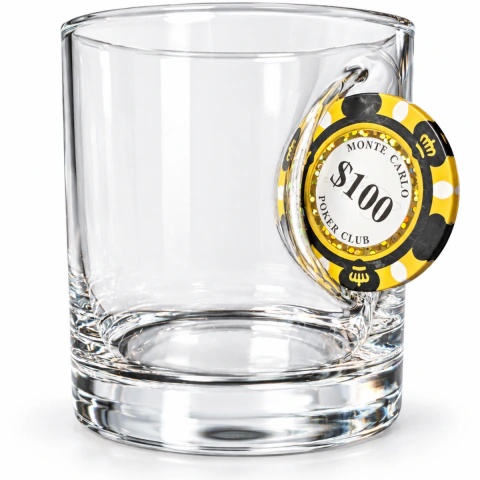 Copo Whisky 300ml Com Ficha De Poker Incorporada