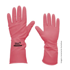 Luva de Látex Volk Rosa Ranhurada Cano Longo Limpeza e Cozinha CA 36368 - comprar online