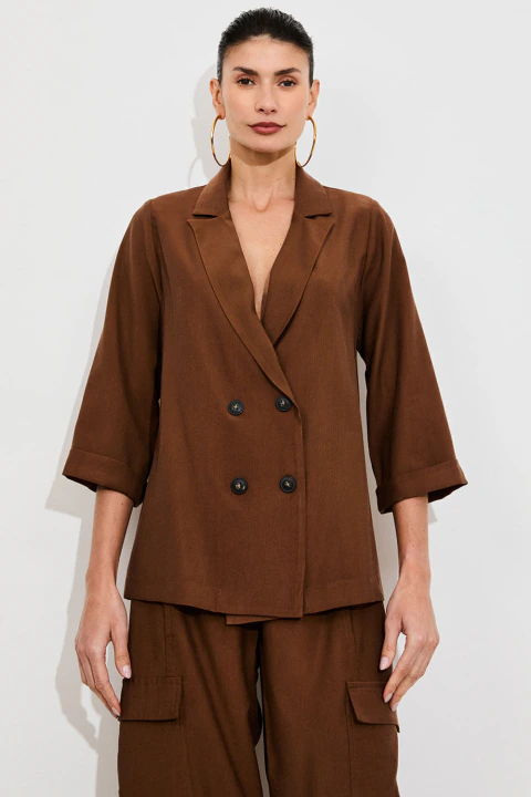 Blazer Transpassado Carolina Marrom