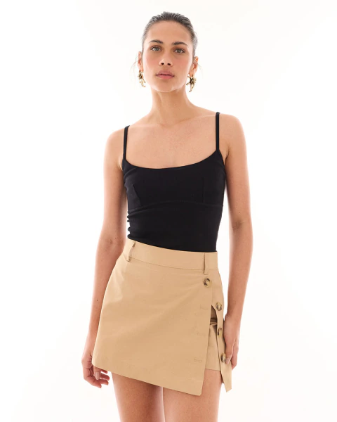 Shorts Saia Transpassado Nina Bege