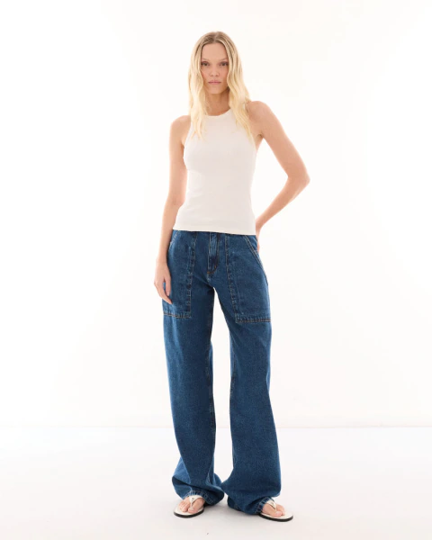 Calça Wide Leg Jeans Penelope