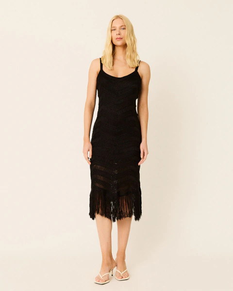 Vestido Midi Tricot Taina Preto