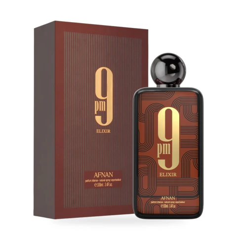 Perfume 9 PM Elixir de Afnan, Parfum Intense 100 ml, con su caja