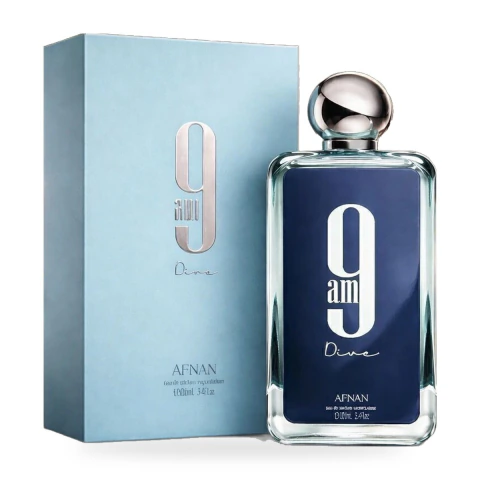 Perfume 9 AM Dive de Afnan, Eau de Parfum 100 ml, con su caja