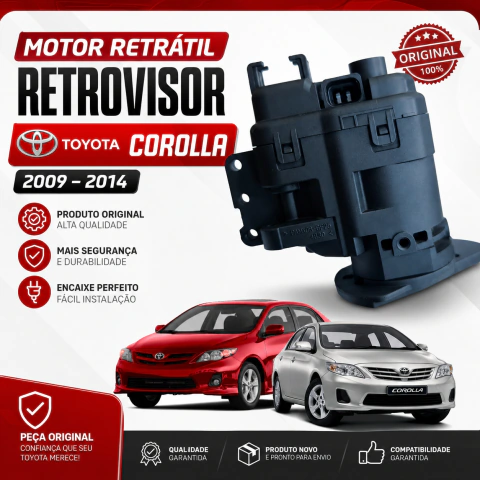 Motor Retrátil Retrovisor Toyota Corolla 2009 a 2014 Original