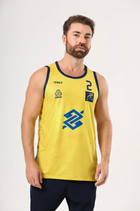 Regata Vôlei de Praia Brasil Oficial Masculina Amarelo Volt