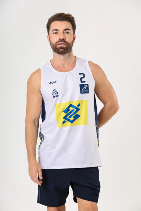 Regata Vôlei de Praia Brasil Oficial Masculina Branco Volt