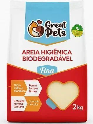 Areia Higiênica Great Pets Biodegradável Fina para Gatos 2 kg
