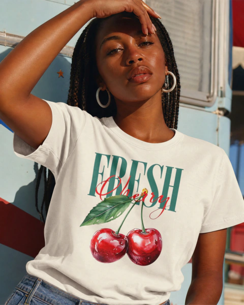 T- shirt estampa de cereja