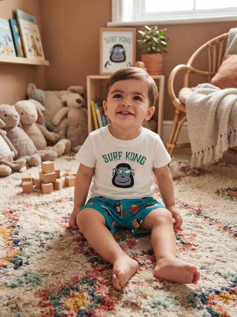 Pijama Infantil Surf Kong com Aroma Calmante que Brilha no Escuro