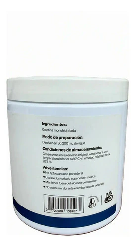 Creatina Monohidratada Imn 100% Pura Creapure Sin Sabor