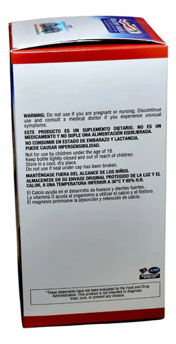 Citrato De Calcio Con Vitaminas D3 K 120 Tabletas Natural