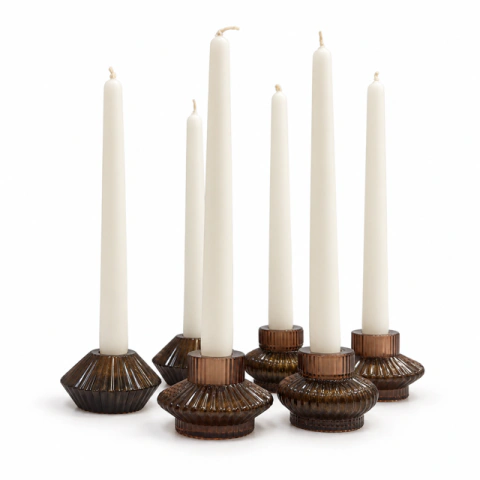 Castiçais LOVI - Kit com 6 peças em Resina Artesanal