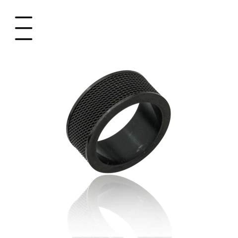 Anel Masculino Texturizado Midnight Texture Preto em Aço Premium 316L