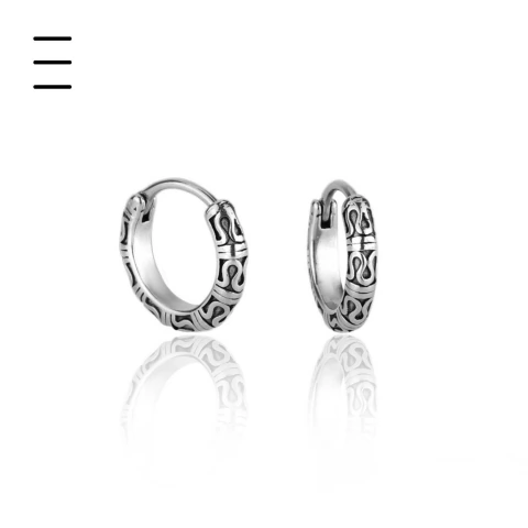 Brinco Masculino Runas De Asgard Argola em Aço Premium 316L