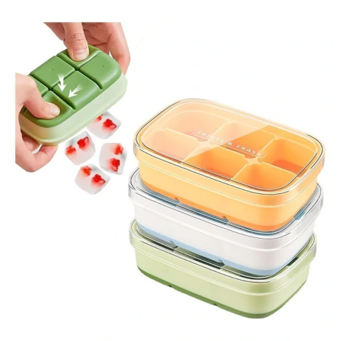 Mini Forma de Gelo de Silicone com Tampa