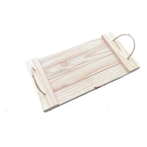 Bandeja De Madeira Pinus Com Calça De Sisal Artesanato - comprar online