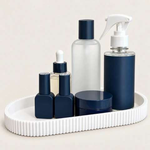 Bandeja Organizadora Oval Canelada para Nail Designer Manicure Porta Esmaltes e Preparadores