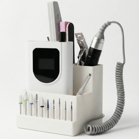 Organizador de Brocas e Motor de Lixa Profissional – Suporte Porta Lixa Elétrica Nail Designer