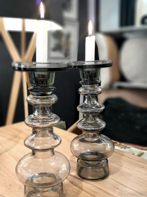 FLORERO PORTAVELA CHANDELIER GREY - comprar online