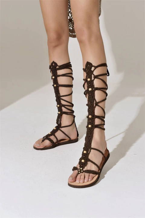 SANDALIAS GLADIADORAS ALTAS ARTESANALES (MACRAME) ART 3422C