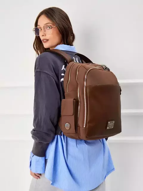 Mochila JUANITA JO Para Notebook De "14 De Neoprene Marrón Aeryn