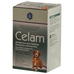 Celam en suspensión para caninos y felinos del Laboratorio Lamar con cefalexina es un antibiótico bactericida de amplio espectro