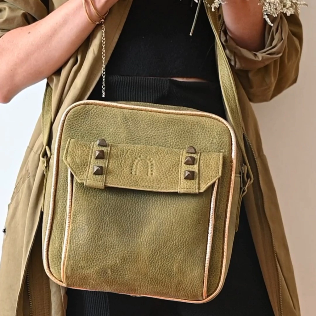 Bandolera Brooklyn | verde militar y oro