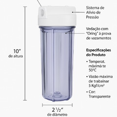 Imagem do Filtro para Chuveiro Elétrico 10” x 2,5” com Carvão Ativado – Elimina Cloro e Impurezas da Água
