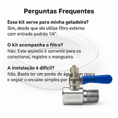 Imagem do Registro De Filtro De Água Mangueira 1/4 Rosca 1/2 Electrolux Consul IBBL + 1m de Mangueira 1/4