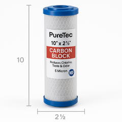 Refil de Carvão Ativado PureTec 10″ x 2 ½″ • 5 µm NSF – Reduz 98 % do Cloro, Odores e Sabores na internet