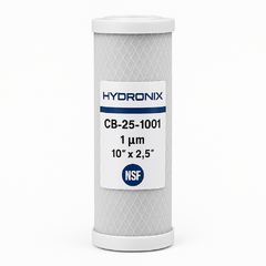 Filtro de Carvão Ativado Hydronix CB-25-1001 10" × 2 ½" | 1 µm | Certificado NSF 42 na internet