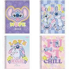 Caderno Universitário 1 Matéria 80 Folhas Foroni Disney Stitch