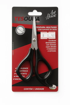 Tesoura Multiuso Art House Black/Red C/ Suporte De Dedo – 10Cm - comprar online