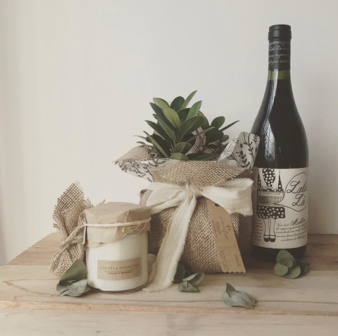 Set de Bonsái, Vino Orgánco y Eco vela – Armonía y Elegancia Natural