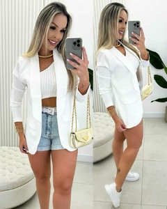 Blazer Alfaiataria com Bolso Falso Branco 35051
