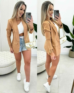 Blazer Alfaiataria com Bolso Falso Nude 35050