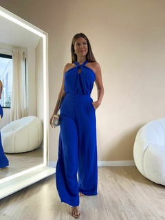 Blusa Básica Sem Manga Gola Transpassada Azul 35071