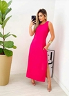 Vestido Regata Cor Lisa Com Bolsos Pink 35017