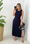 Vestido Regata Cor Lisa Com Bolsos Preto 35016