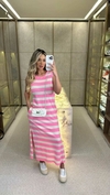 Vestido Regata Listrado Longo Com Bolsos Rosa Claro 35012